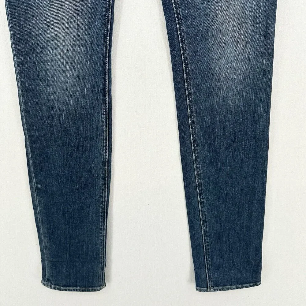 Escada Sport Selvedge Jeans Womens 6 EUR36 Skinny Blue Denim Tie Flaps Distress